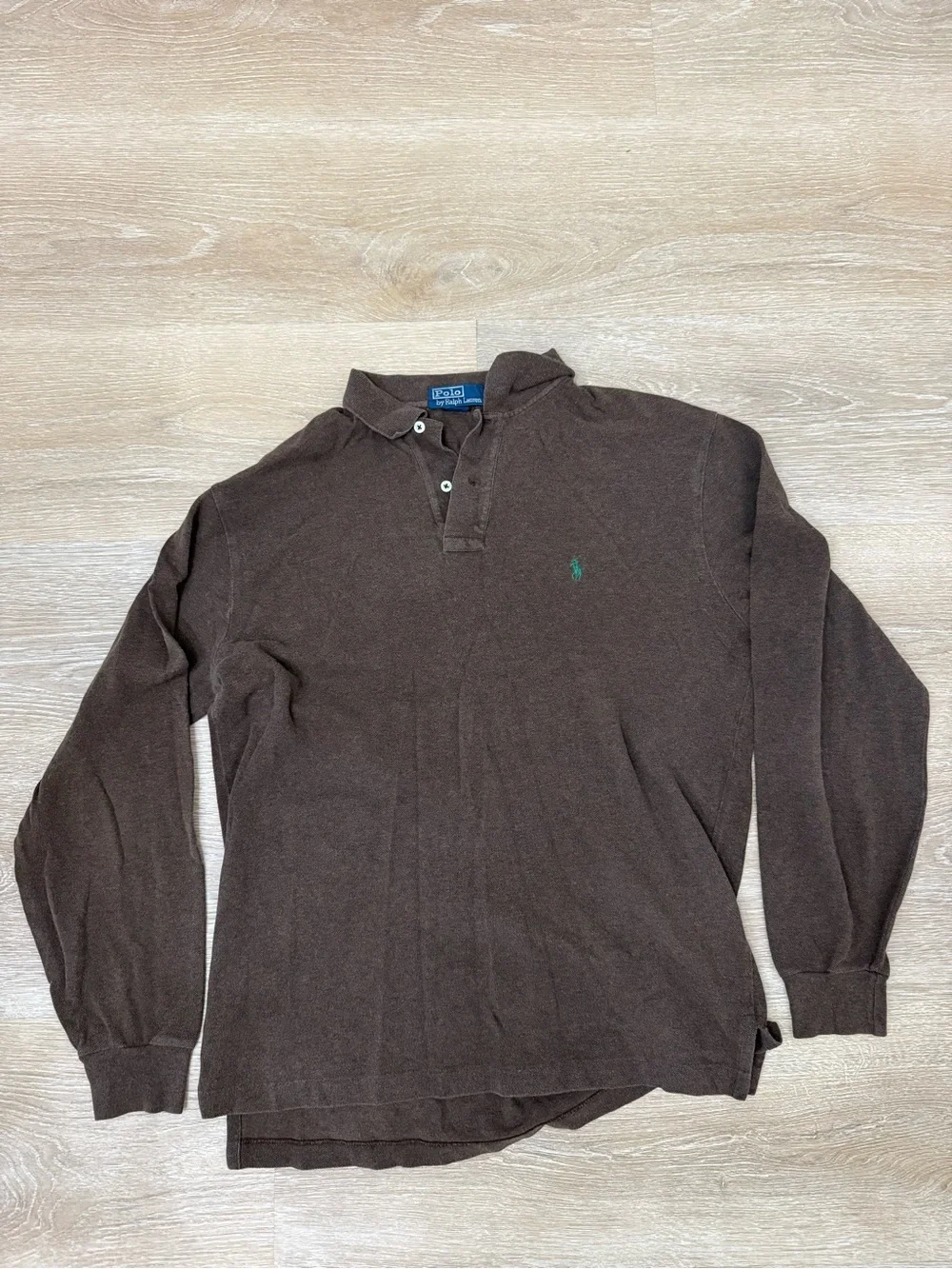 Vintage Polo Ralph Lauren Polo Long Sleeve Brown Cotton Size M Relaxed Fit
